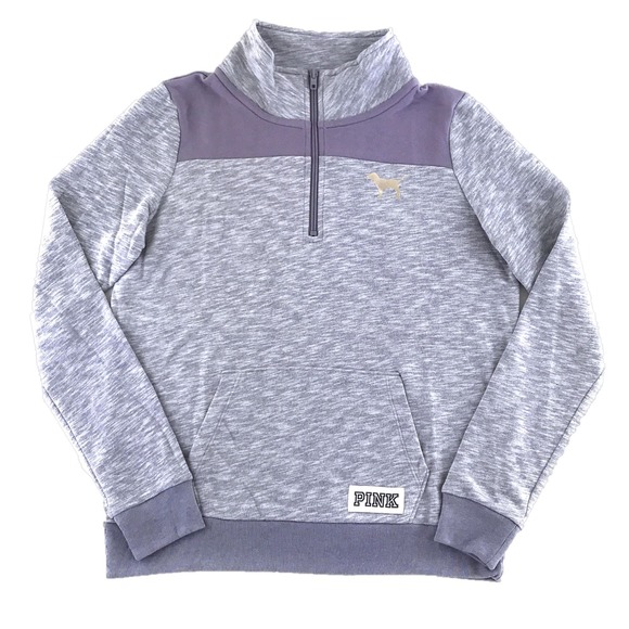 Victoria's Secret PINK Quarter Zip Pullover Sweatshirt Purple Women's Size Small - Picture 3 of 5